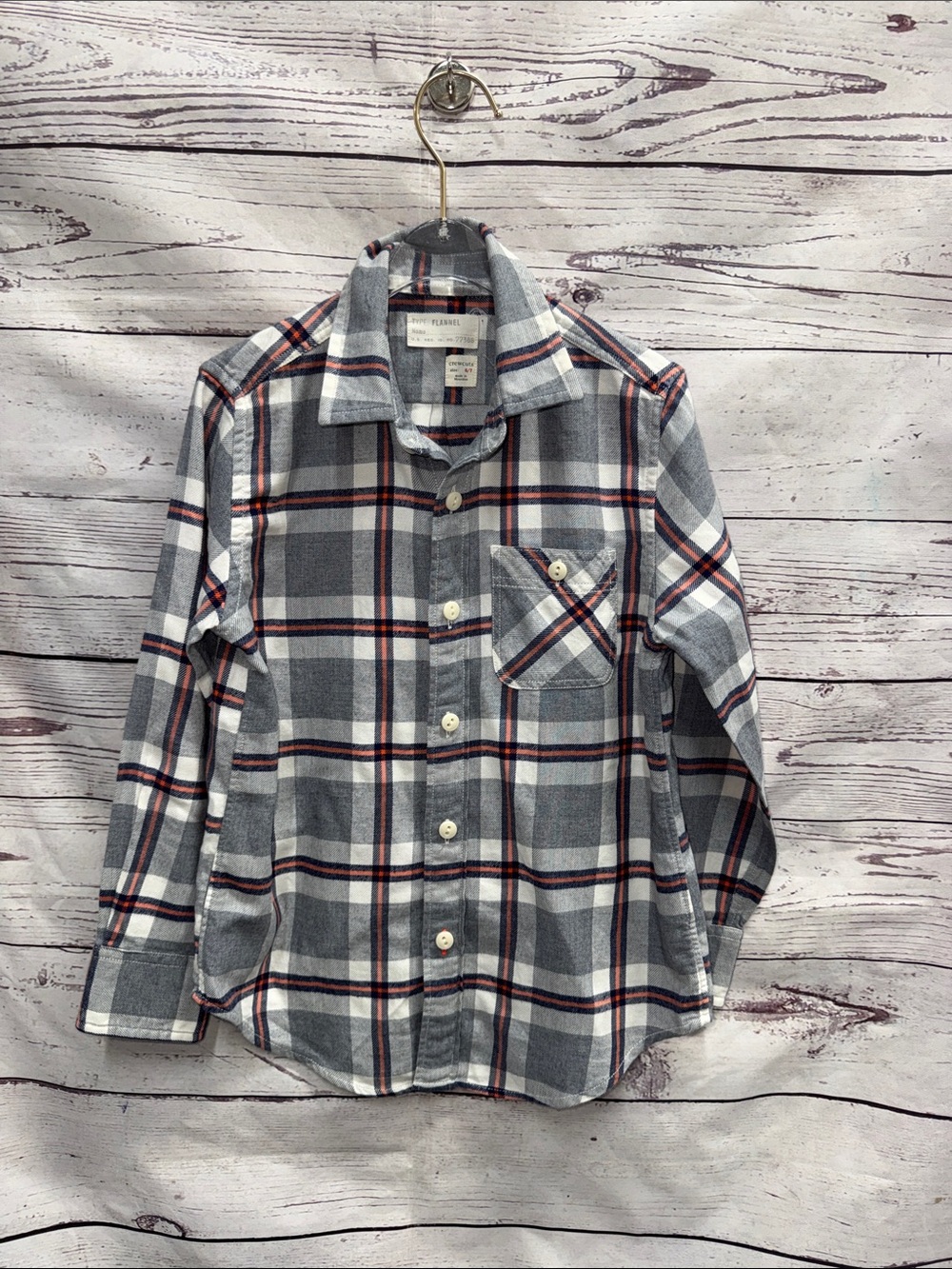 Crewcuts Gray Plaid Button-Up Shirt Size 7